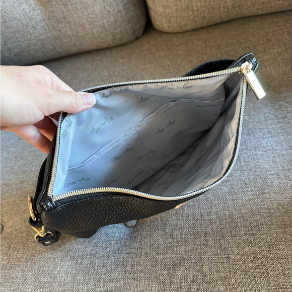 Black Textured Clutch with Wrist Strap - Picture 4 of 4